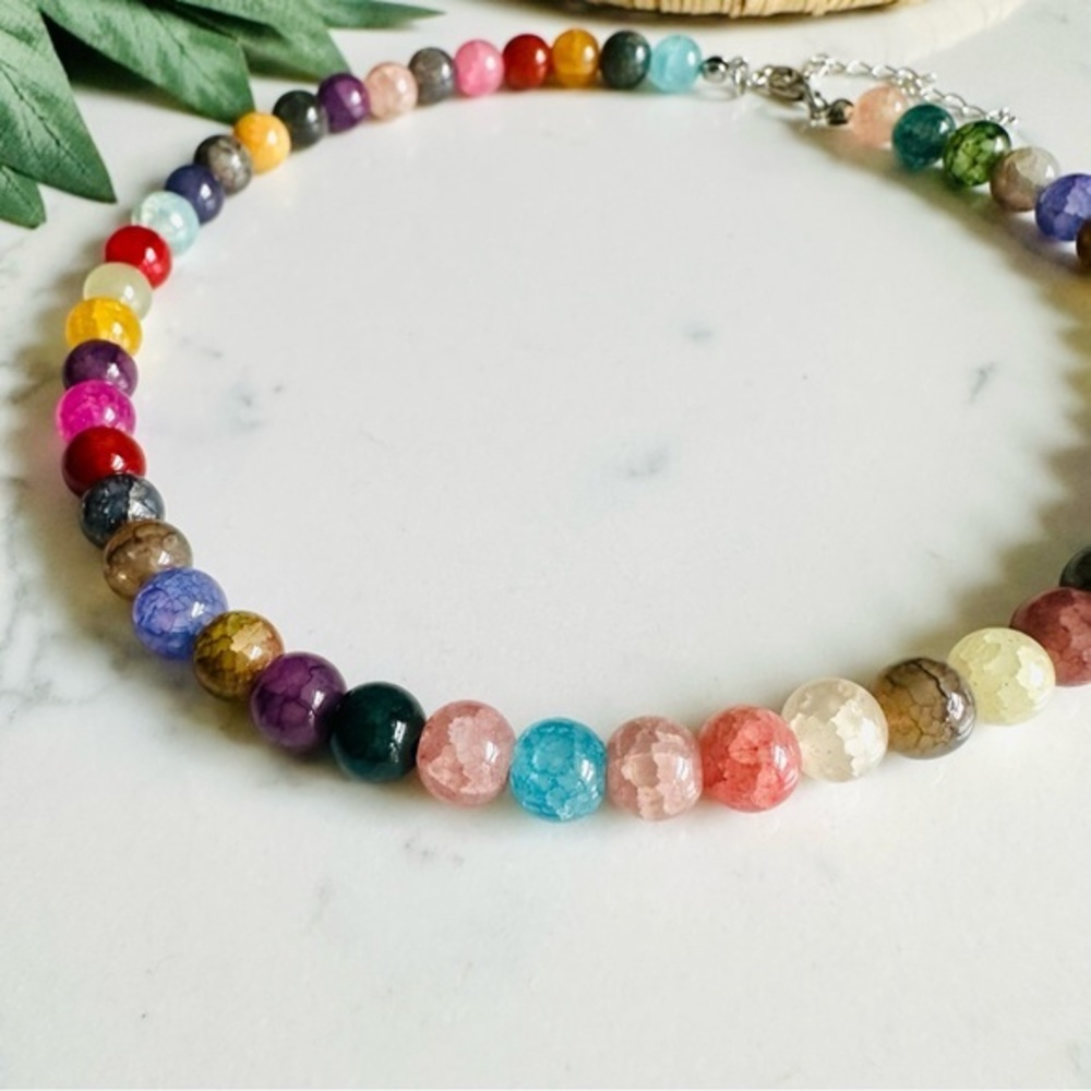 2/$30🌵 Colorful Bead Necklace Choker Hippie Retro 70’s Vibe Boho NEW Jewelry - Picture 3 of 6